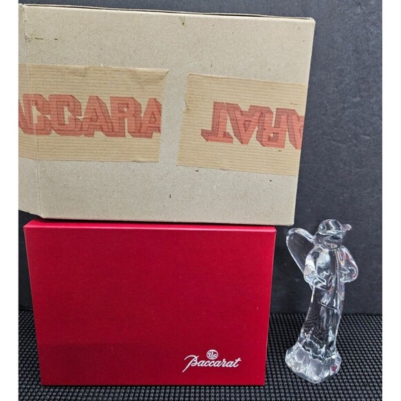 Baccarat France Crystal Nativity Angel w/ Horn Trumpet- 762575 w/ Boxes